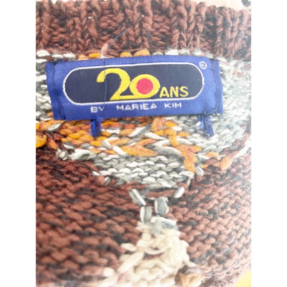 Vintage 1990's 20 Ans By Mariea Kim Hand Knit Oversized Sweater - Cotton Blend - Picture 4 of 4